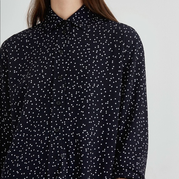 Frank & Oak Navy Polka Dot Shirt Dress - Picture 4 of 10